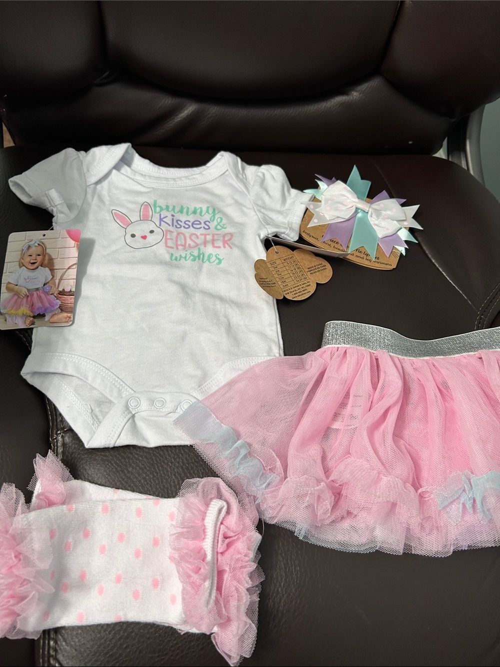 Baby Essentials White Onesie with Pink Tulle Tutu & Matching Accessories